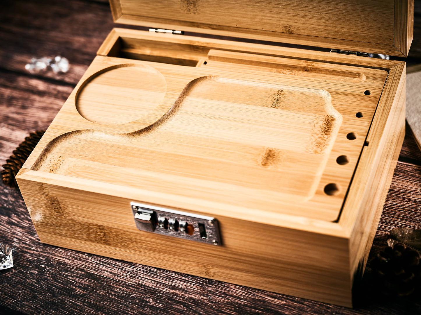 Personalized Wooden Stash Box with Accessories