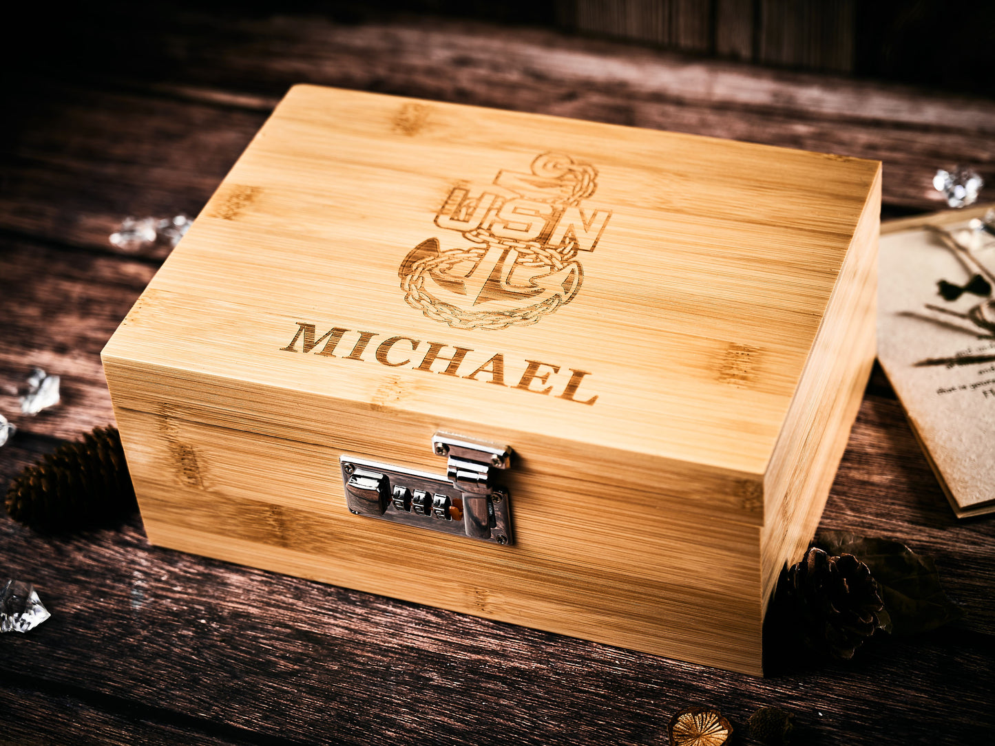 Personalized Wooden Stash Box with Accessories