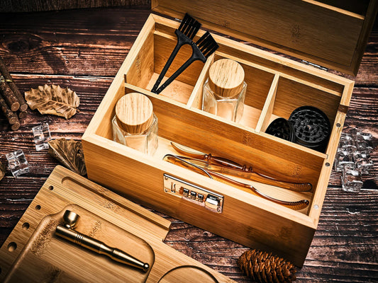 Personalized Wooden Stash Box with Accessories